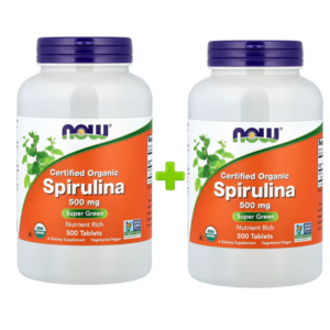 now foods certified organic spirulina 500 mg (500 tablets x 2 bottle)