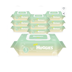 huggies pure green biodegradable baby wipes (10 packs)