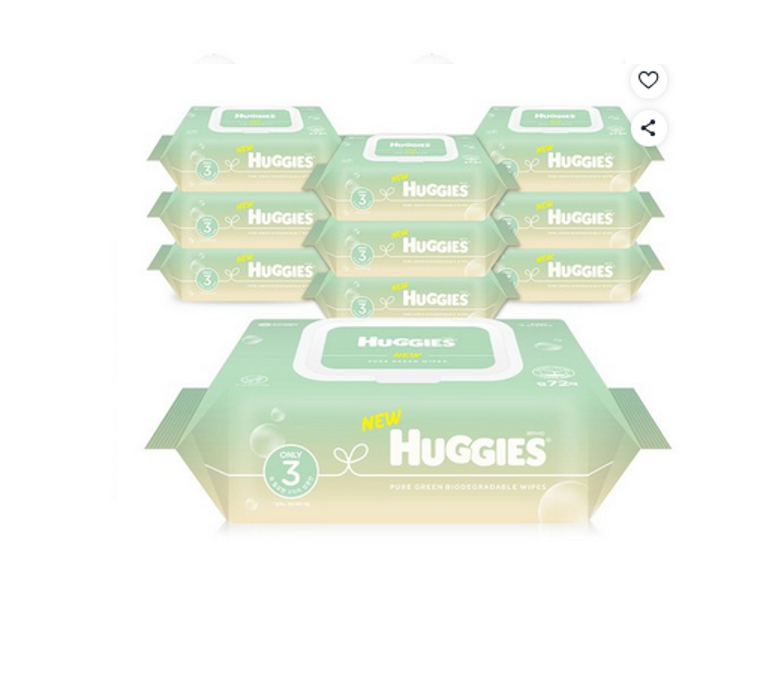 huggies pure green biodegradable baby wipes (10 packs) huggies pure green biodegradable baby wipes (10 packs)